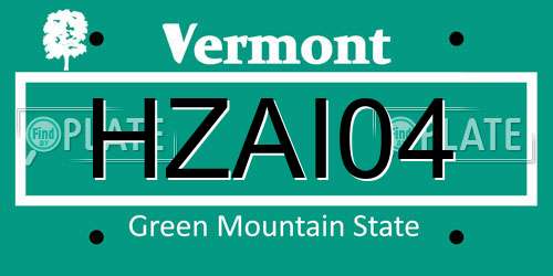 HZAI04 Vermont License Plate
