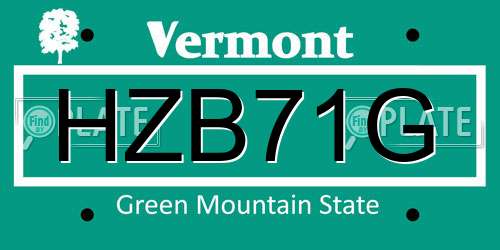 HZB71G Vermont License Plate