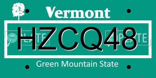 HZCQ48 Vermont License Plate