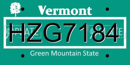 HZG7184 Vermont License Plate