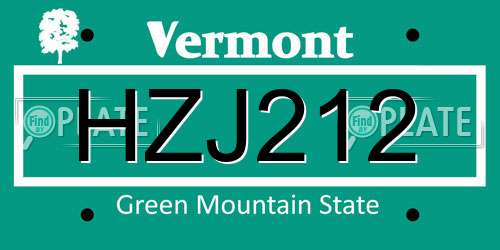 HZJ212 Vermont License Plate