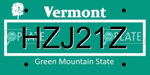HZJ21Z Vermont License Plate