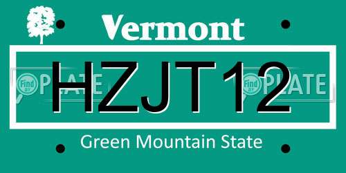 HZJT12 Vermont License Plate