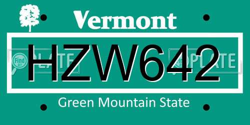 HZW642 Vermont License Plate