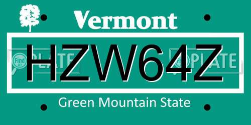 HZW64Z Vermont License Plate