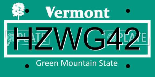 HZWG42 Vermont License Plate
