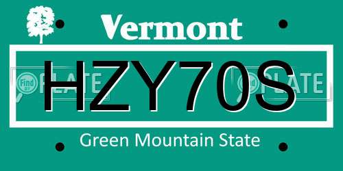 HZY70S Vermont License Plate