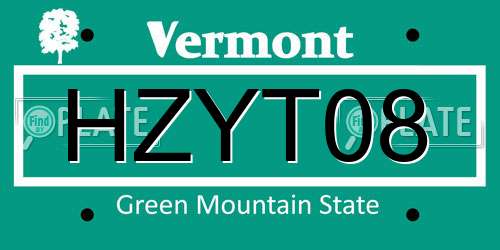 HZYT08 Vermont License Plate