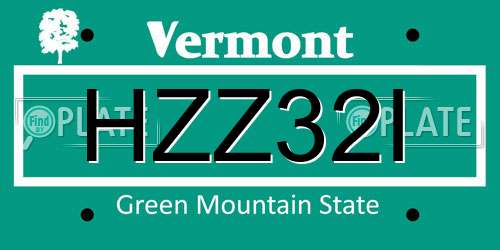 HZZ32I Vermont License Plate