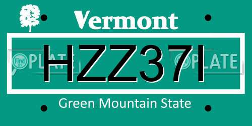 HZZ37I Vermont License Plate