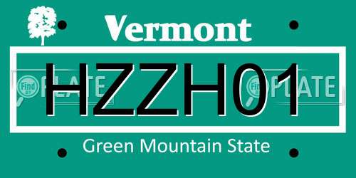 HZZH01 Vermont License Plate