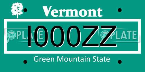 I000ZZ Vermont License Plate