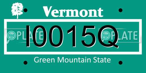 I0015Q Vermont License Plate