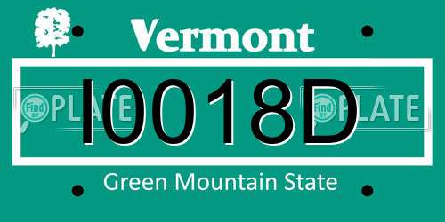 I0018D Vermont License Plate
