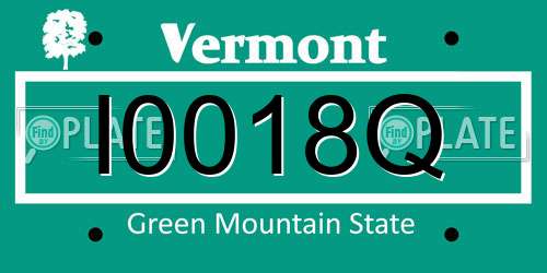 I0018Q Vermont License Plate