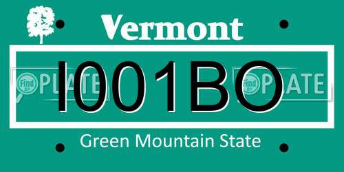 I001BO Vermont License Plate