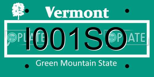 I001SO Vermont License Plate