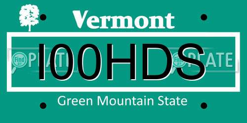 I00HDS Vermont License Plate