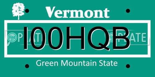 I00HQB Vermont License Plate