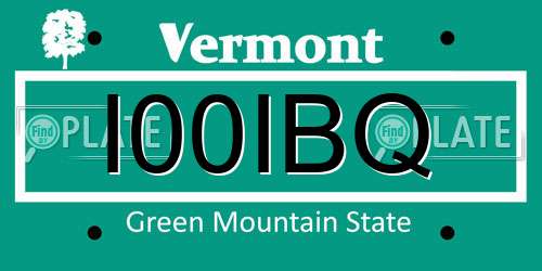 I00IBQ Vermont License Plate