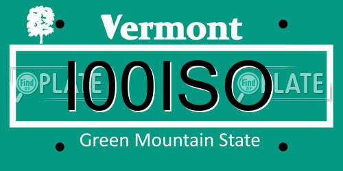 I00ISO Vermont License Plate