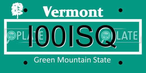 I00ISQ Vermont License Plate