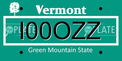 I00OZZ Vermont License Plate