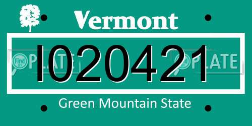 I020421 Vermont License Plate