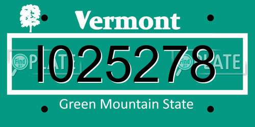 I025278 Vermont License Plate