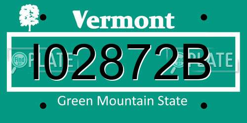 I02872B Vermont License Plate