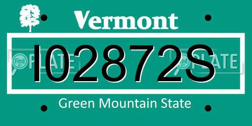 I02872S Vermont License Plate
