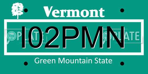 I02PMN Vermont License Plate