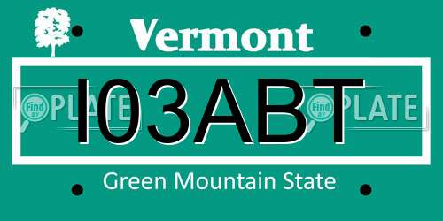 I03ABT Vermont License Plate