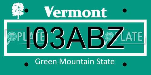 I03ABZ Vermont License Plate