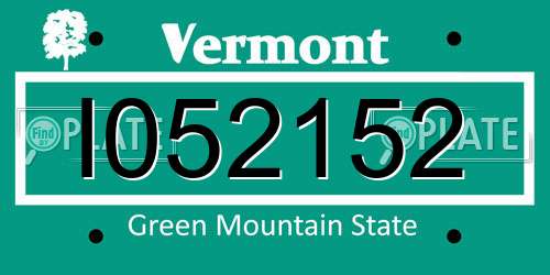 I052152 Vermont License Plate