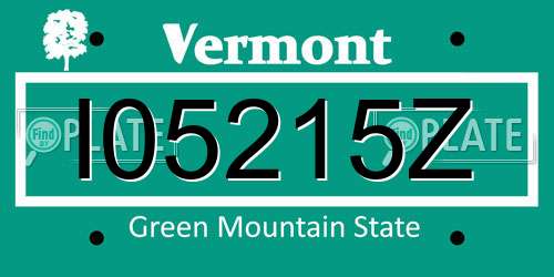 I05215Z Vermont License Plate