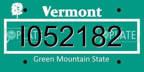 I052182 Vermont License Plate