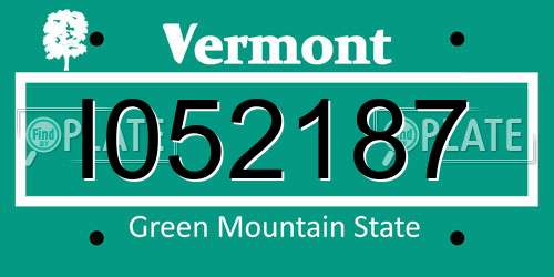 I052187 Vermont License Plate