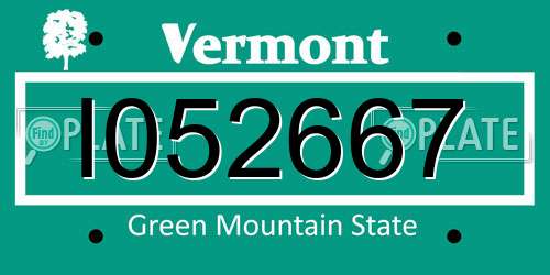 I052667 Vermont License Plate