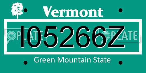 I05266Z Vermont License Plate