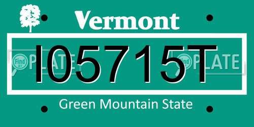 I05715T Vermont License Plate