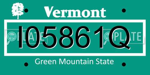 I05861Q Vermont License Plate