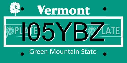 I05YBZ Vermont License Plate