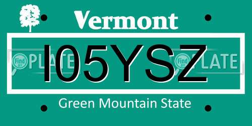 I05YSZ Vermont License Plate