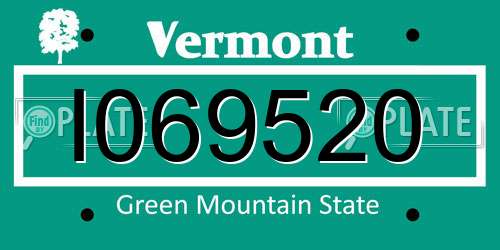 I069520 Vermont License Plate