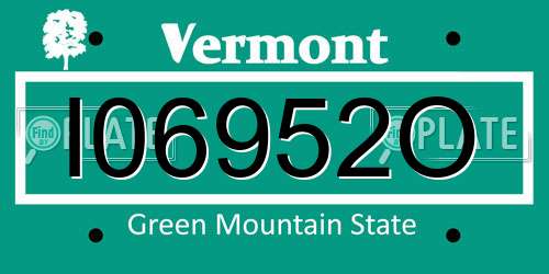 I06952O Vermont License Plate