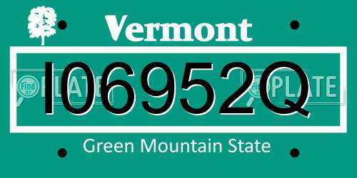 I06952Q Vermont License Plate