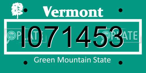 I071453 Vermont License Plate