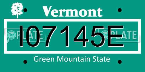I07145E Vermont License Plate