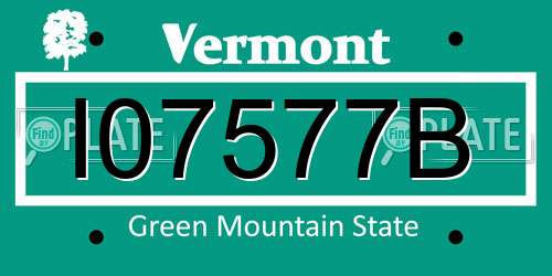 I07577B Vermont License Plate